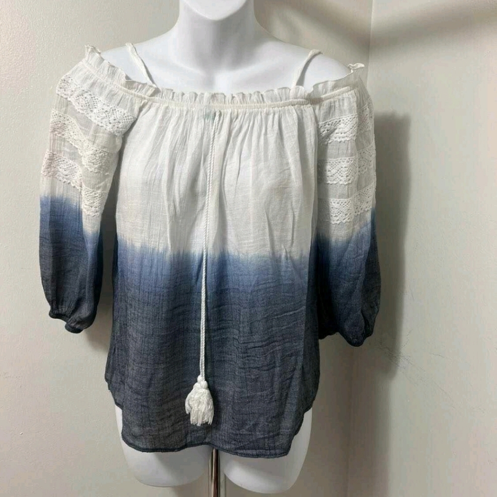 BCX Blue & White Off-the-shoulder Top